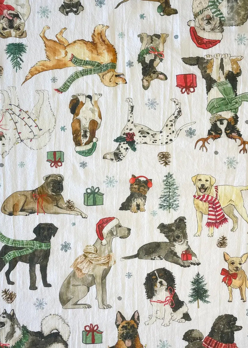 Cozy Christmas Dogs Tea Towel