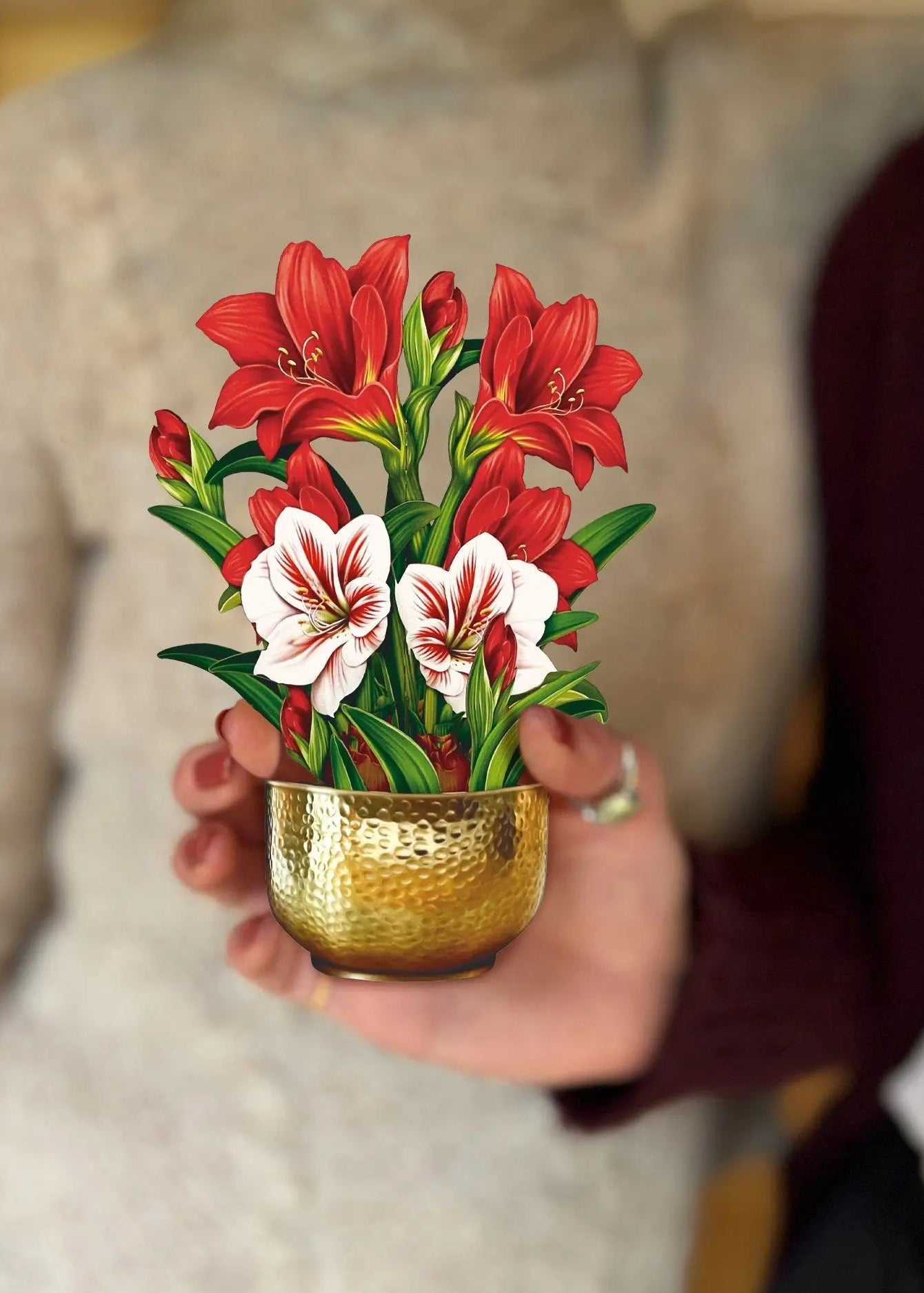 Mini Christmas Scarlet Amaryllis Pop-Up Card