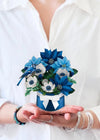 Mini Blue Poinsettia Pop-Up Card