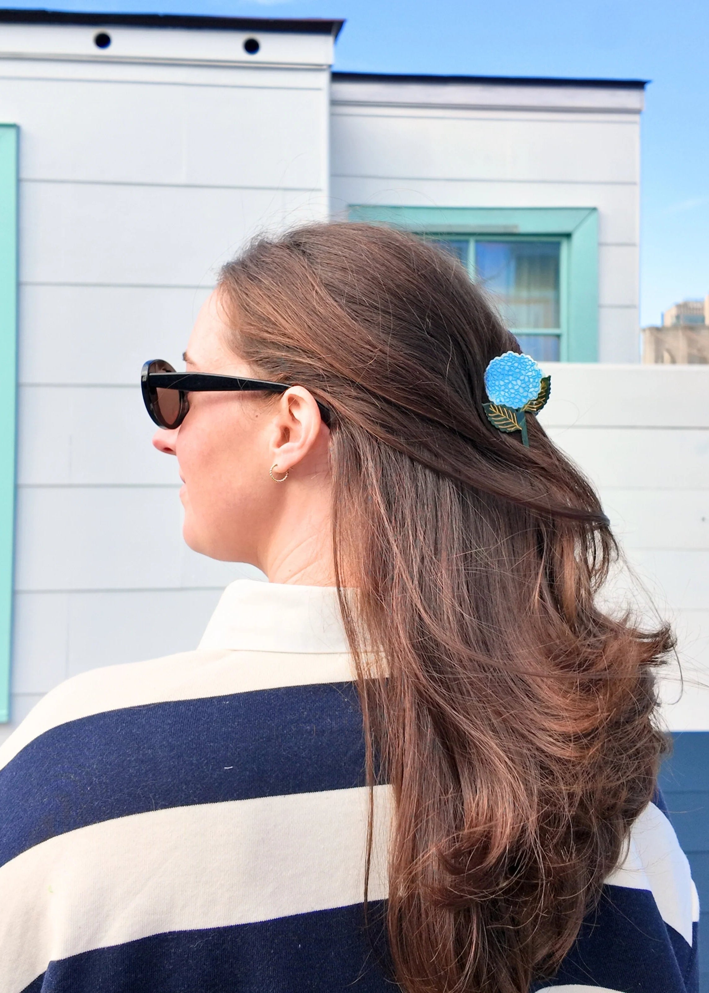 Blue Hydrangea Claw Hair Clip