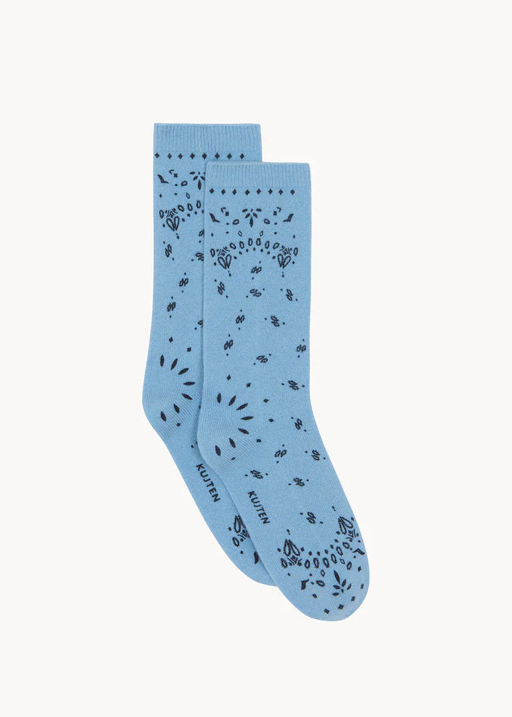 Cashmere Socks Sig Bandana Ice Blue