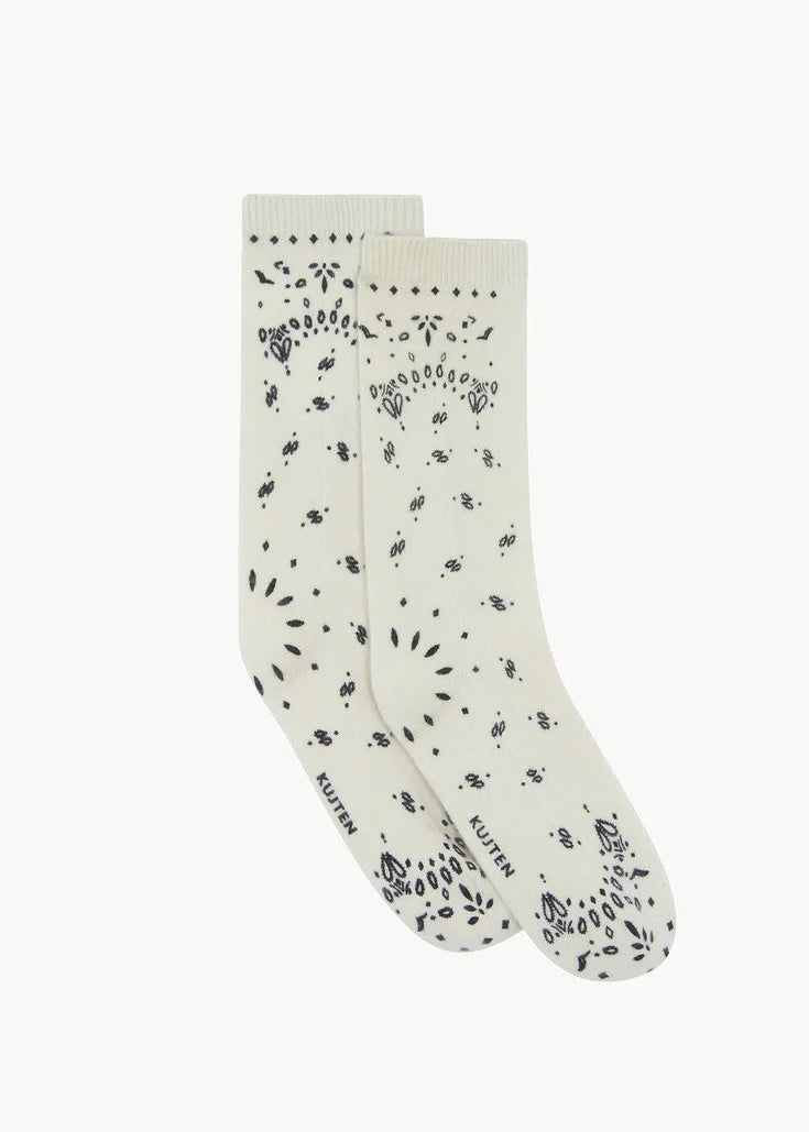 Cashmere Socks Sig Bandana White