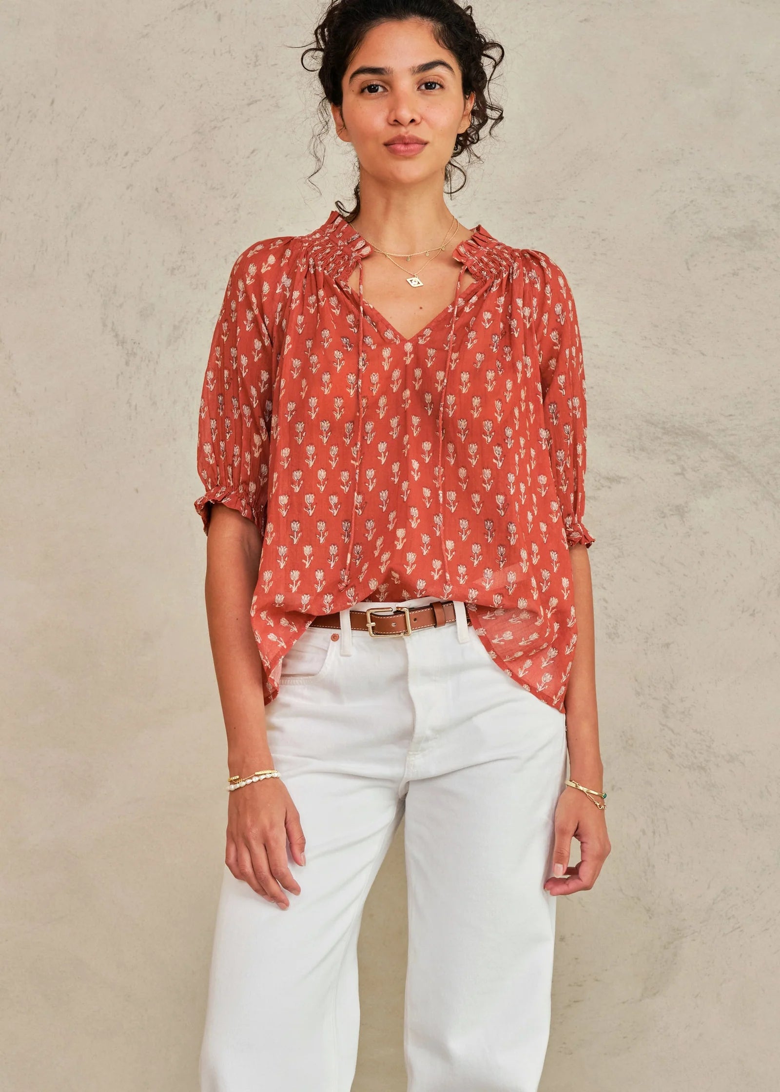 MABE Ari Short Sleeve Top Rust