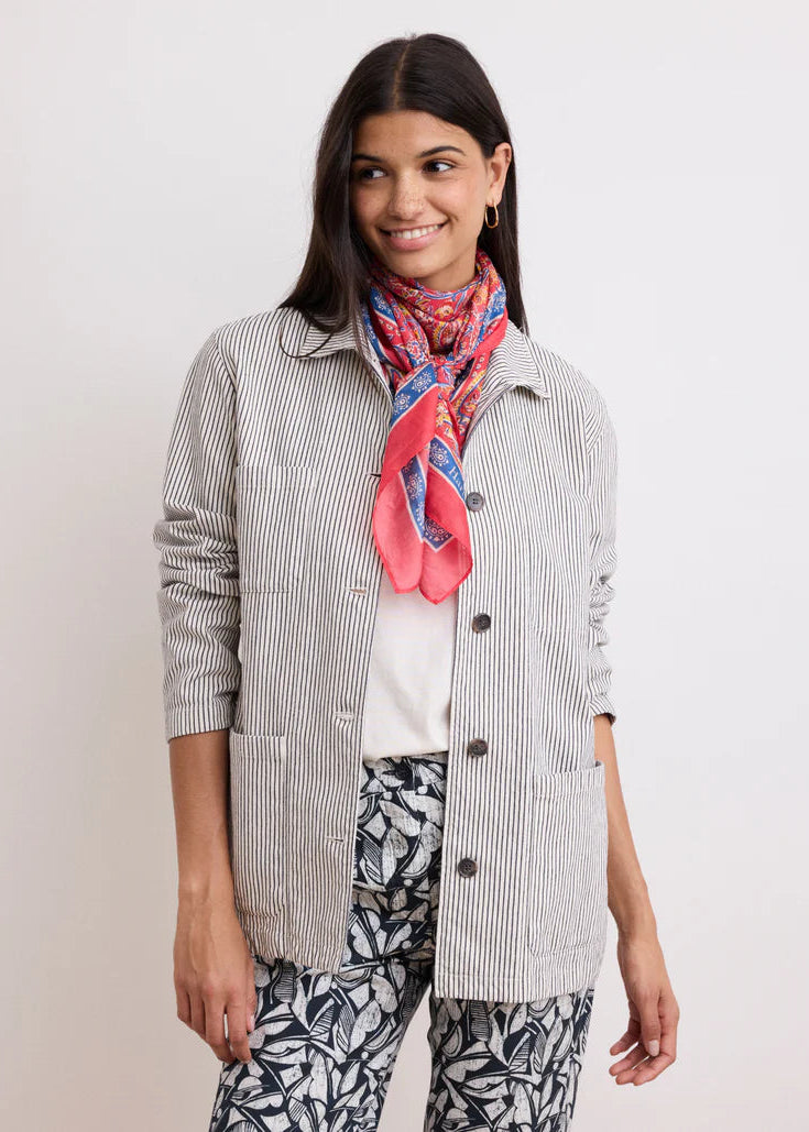 Hartford Verdi Jacket White & Blue Stripe