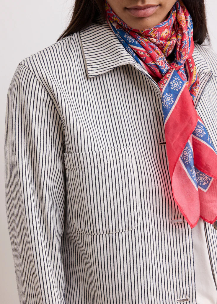 Hartford Verdi Jacket White & Blue Stripe