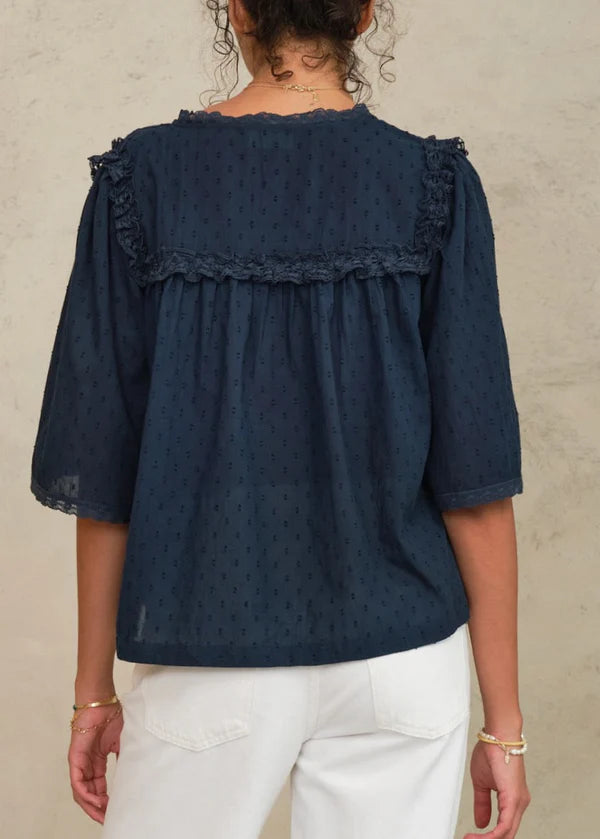 MABE Brea Frill Top Navy