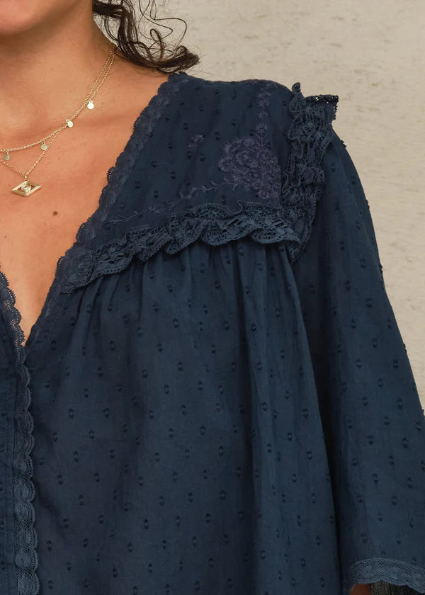 MABE Brea Frill Top Navy