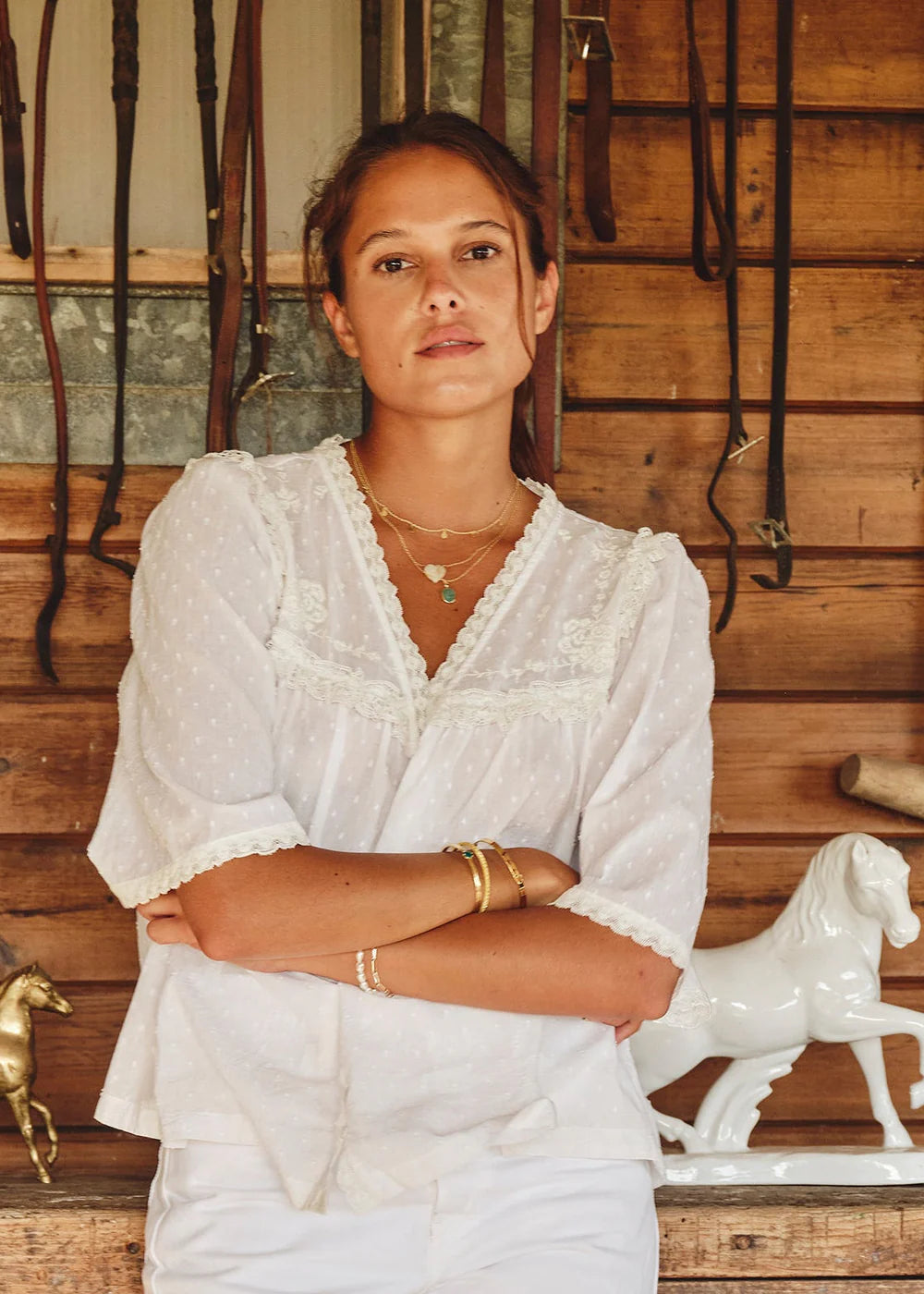 MABE Brea Frill Top Ivory
