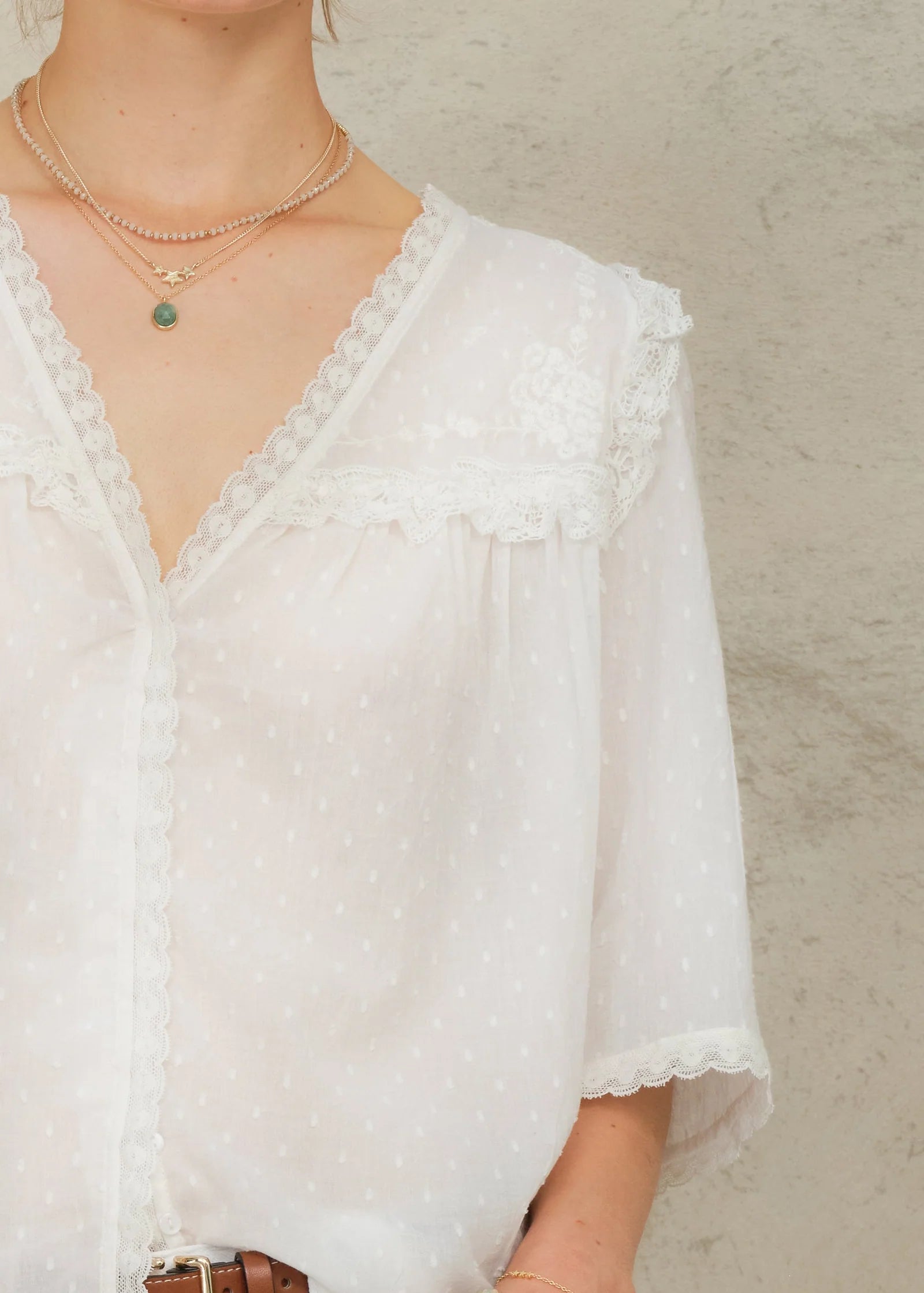 MABE Brea Frill Top Ivory