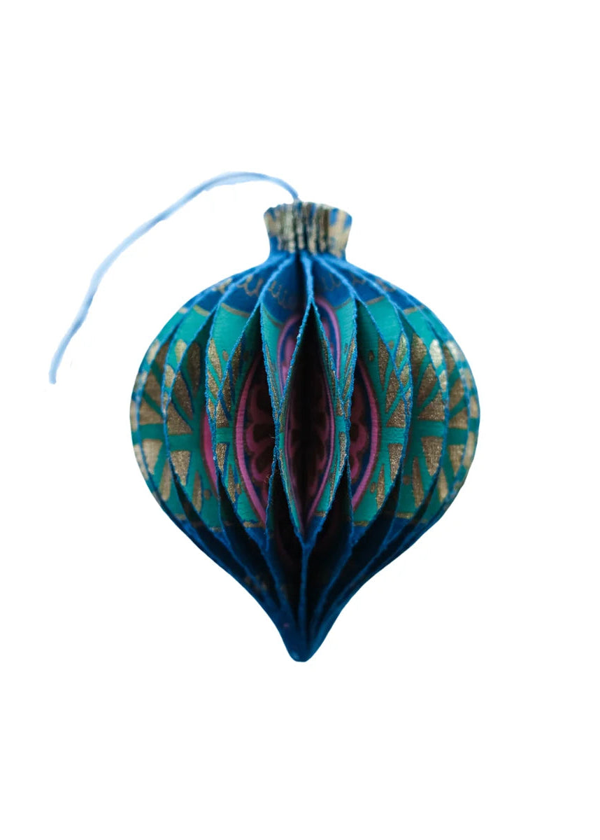 Blue Bauble Honeycomb Ornament