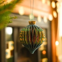 Blue Bauble Honeycomb Ornament
