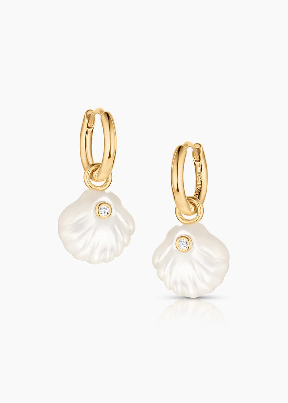 Coquille Mother Of Pearl Shell Hoop Earrings