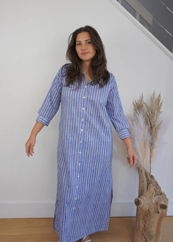 Caspian Dress Blue Stripe