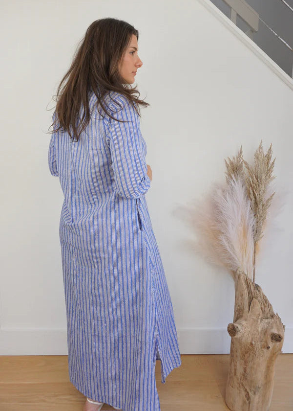 Caspian Dress Blue Stripe