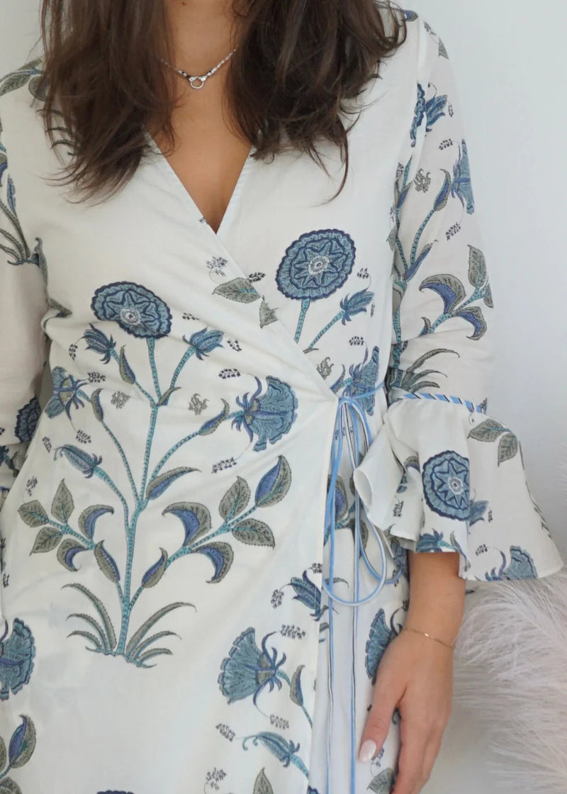 Rhode Wrap Dress Blue Vine