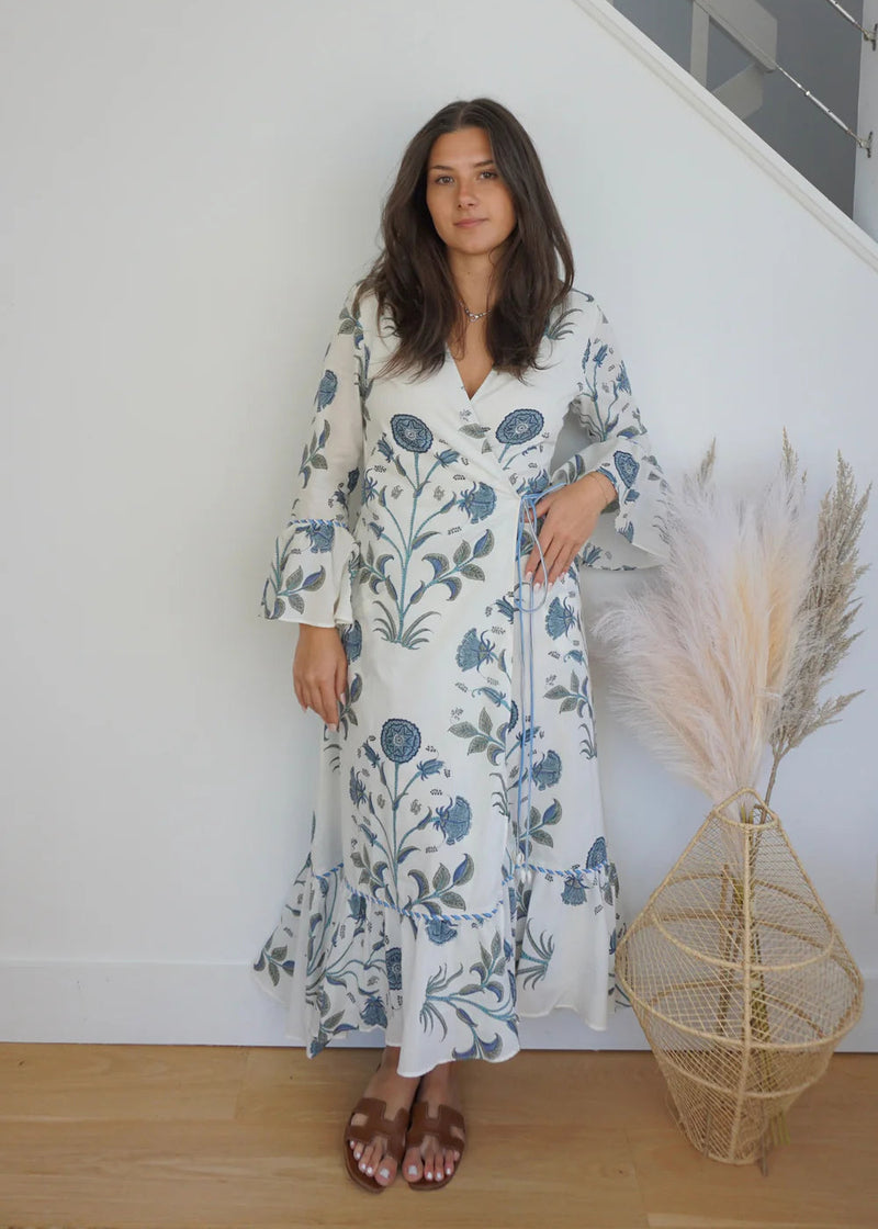 Rhode Wrap Dress Blue Vine