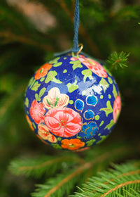 Dark Blue Blossoms Bauble