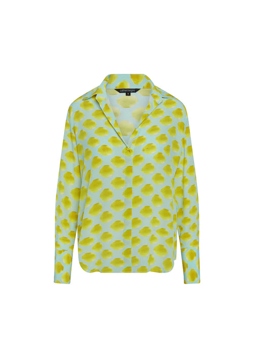 Daria French Cuff Silk Blouse Limon Blue
