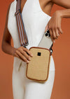 Busy Signal Crossbody: Dune Raffia & Saddle