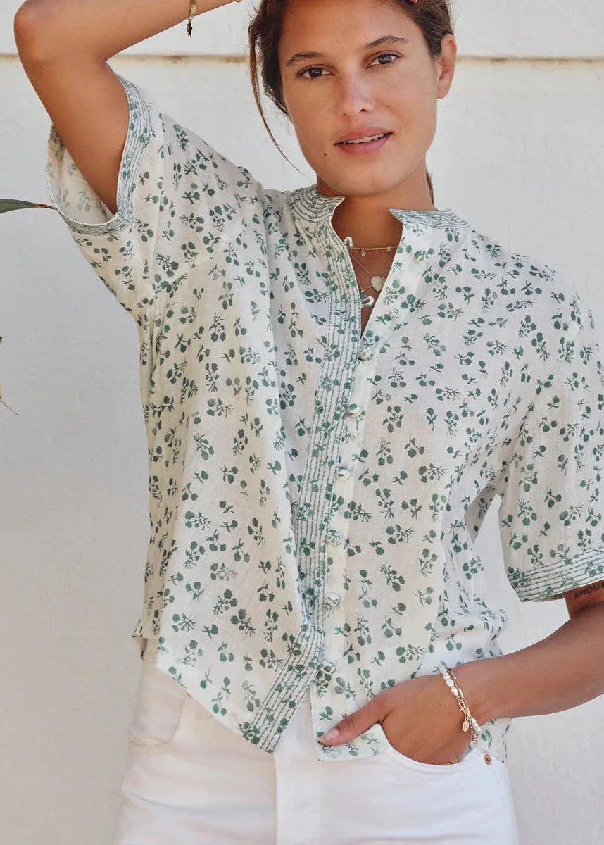 MABE Edie Green Print Top