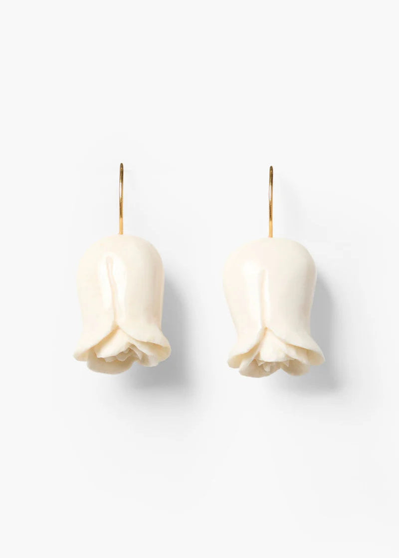 Tearful Rose Earrings White