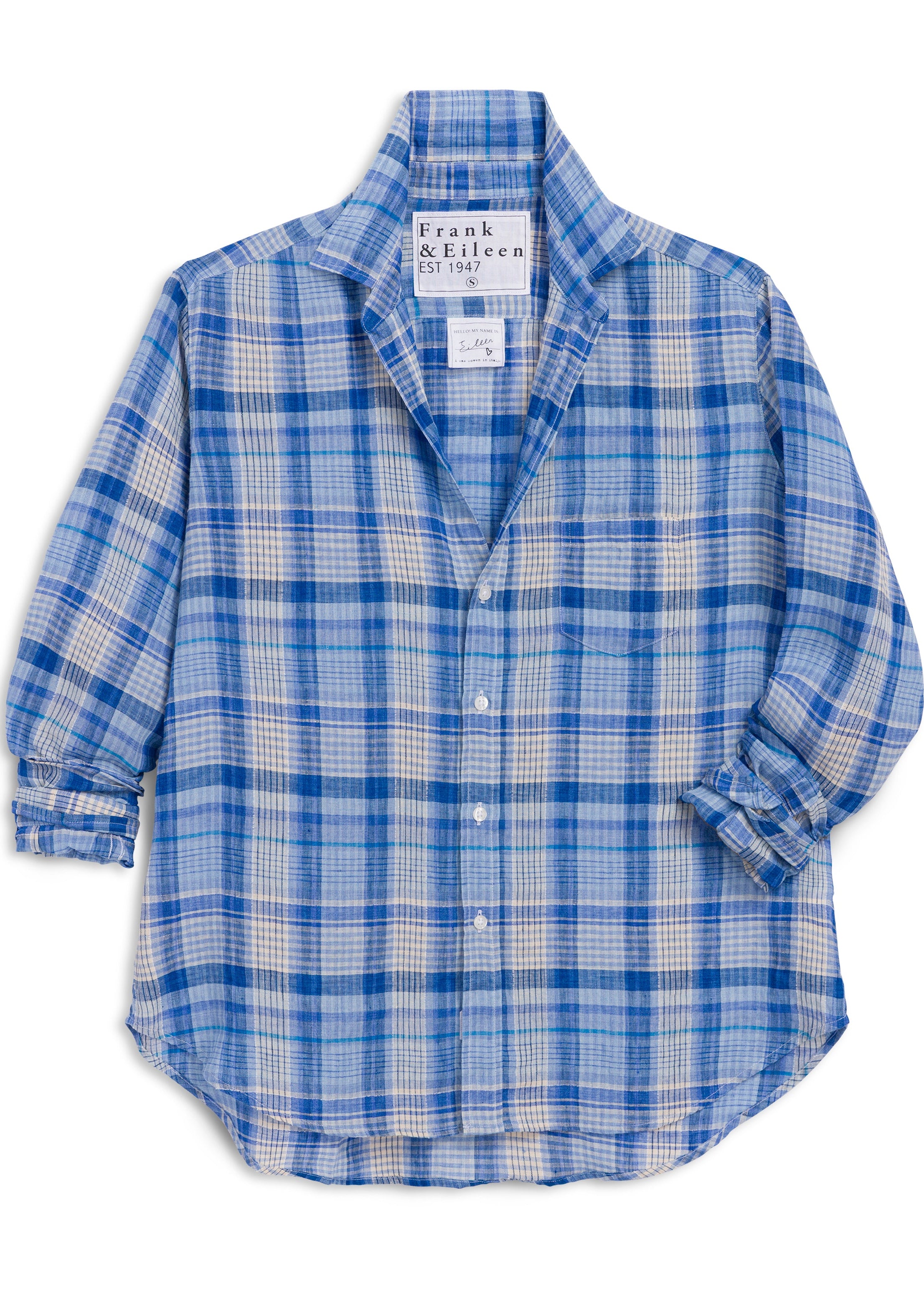 F&E Eileen Blue Plaid Linen