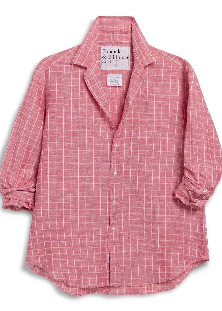 F&E Eileen Red & White Grid Button-Up
