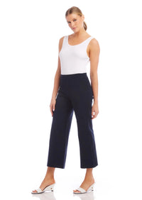 Navy Wide Leg Cropped Pant