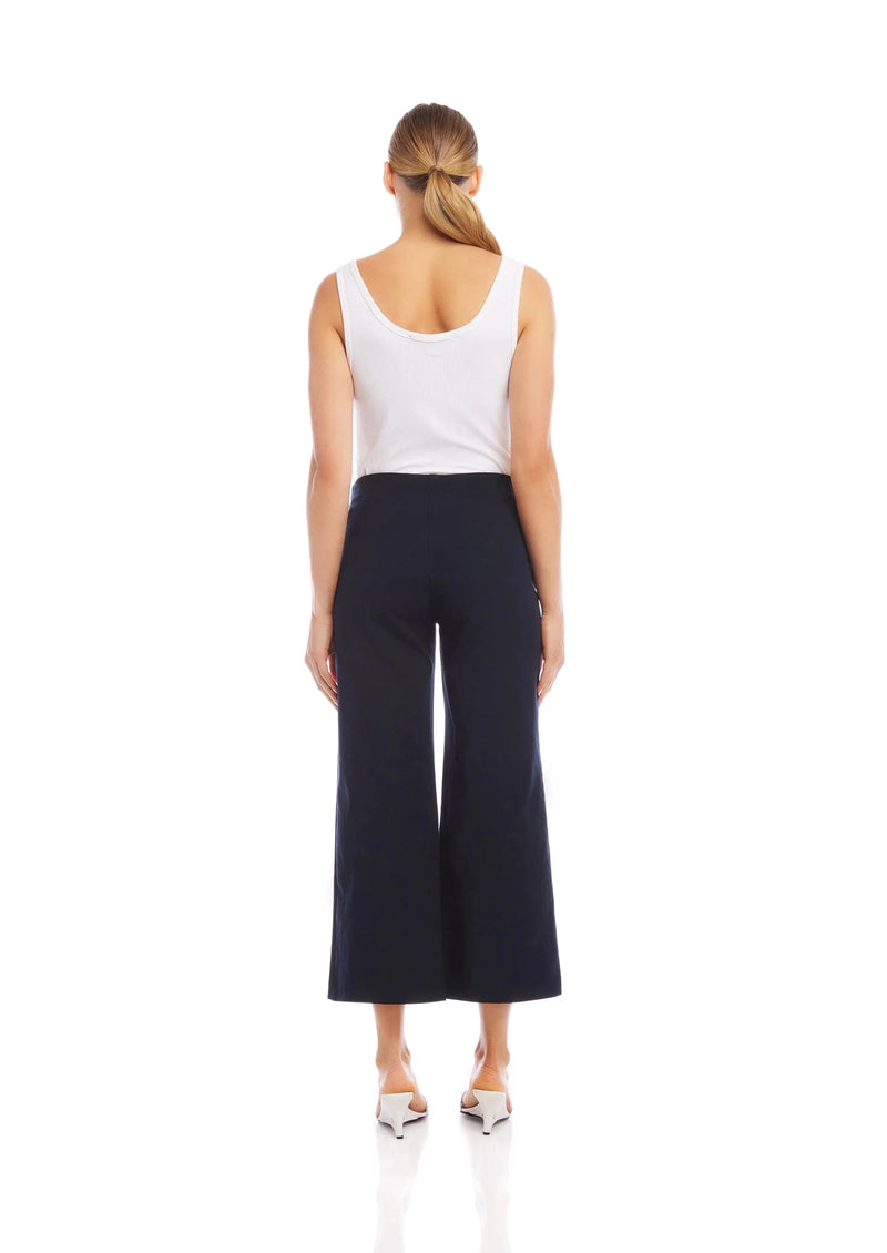 Navy Wide Leg Cropped Pant