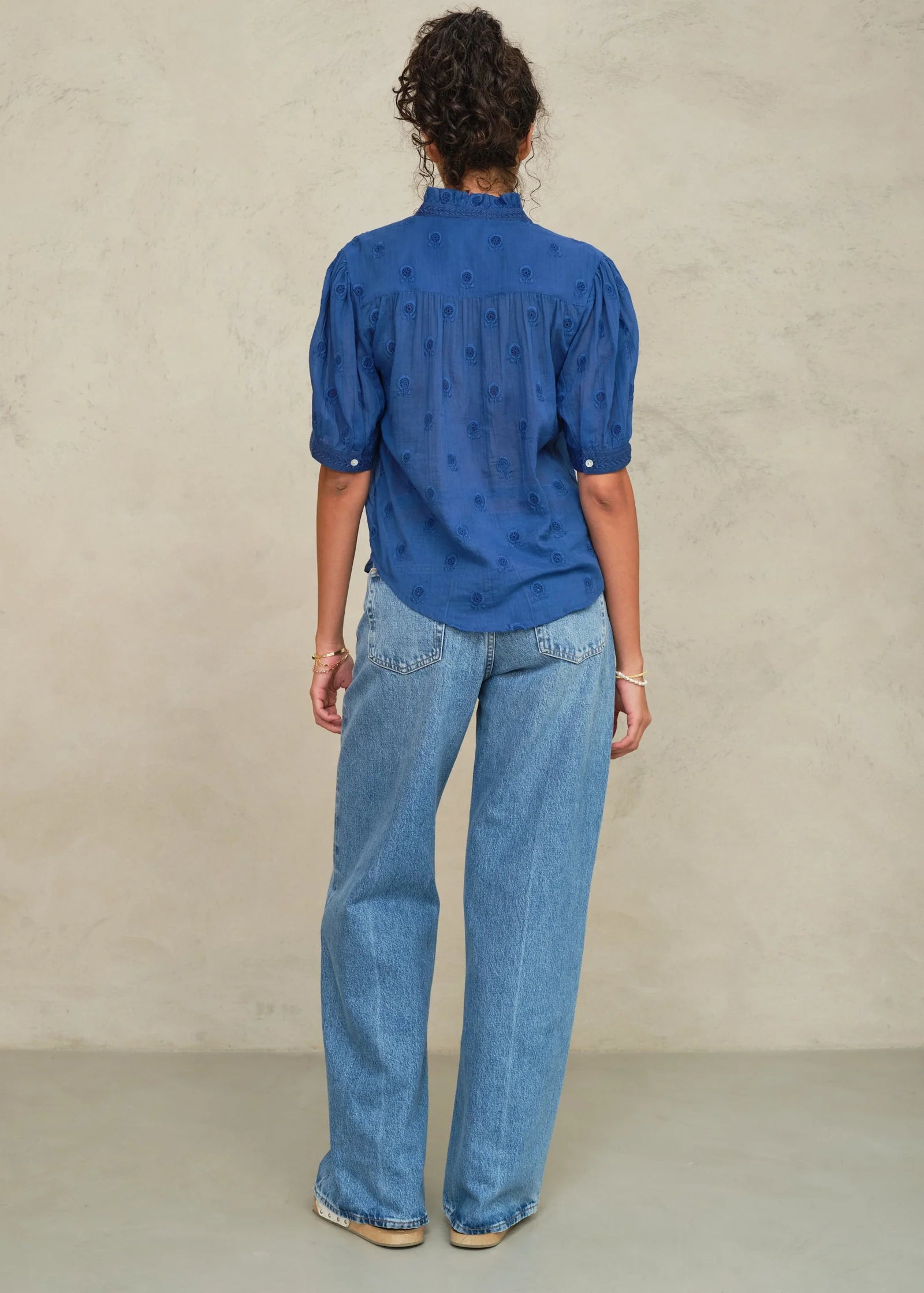 MABE Frani Cobalt Embroidered Top