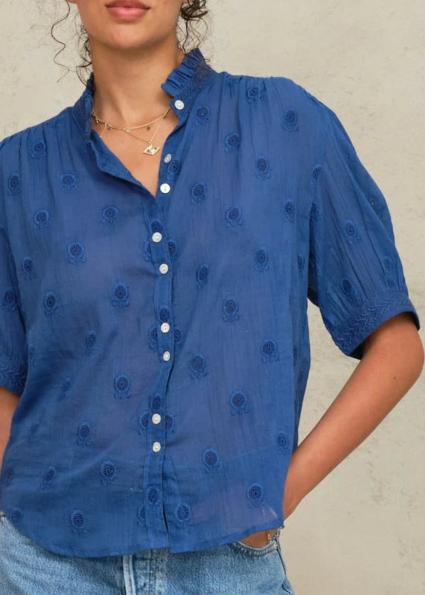MABE Frani Cobalt Embroidered Top
