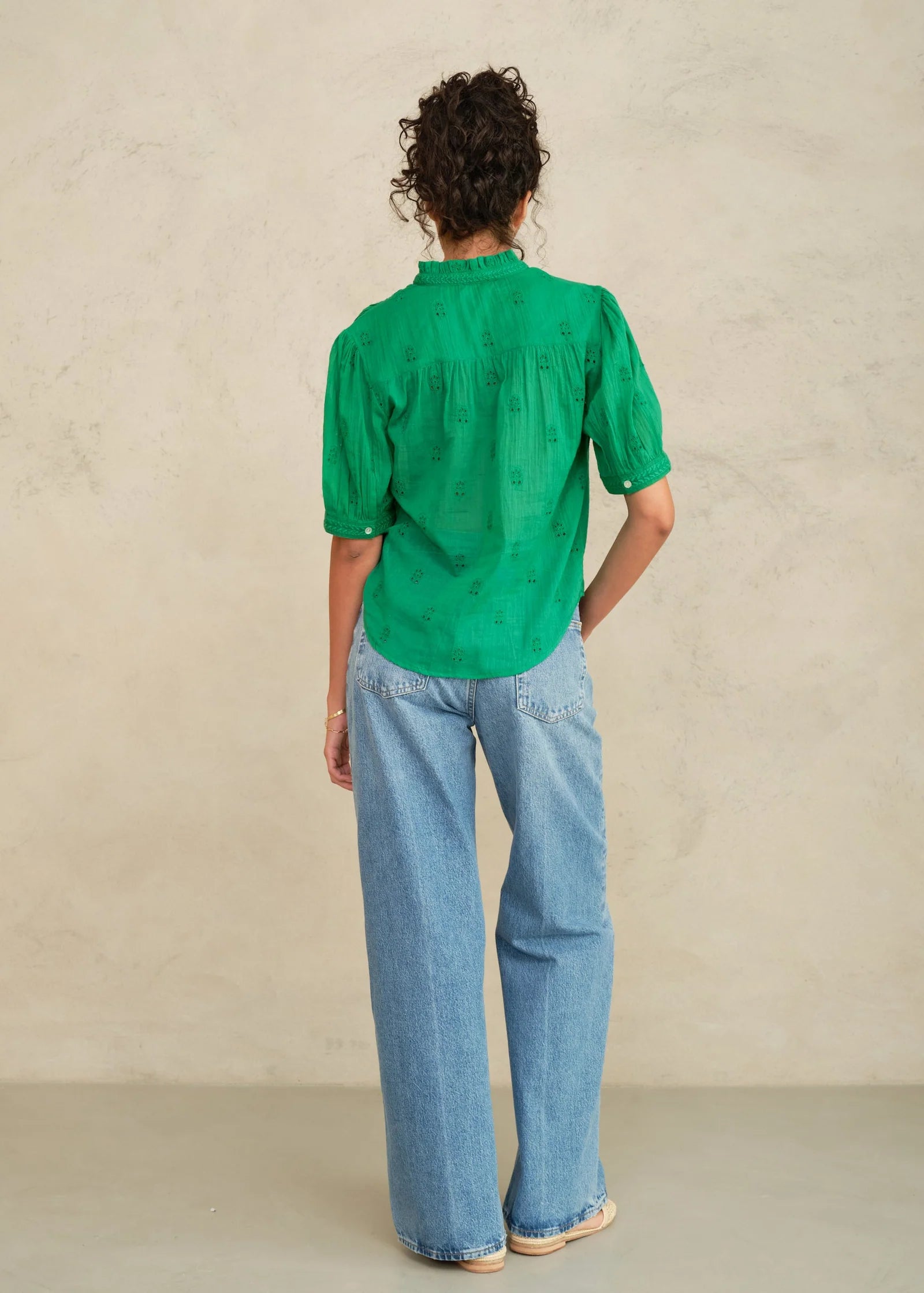 MABE Frani Green Embroidered Top