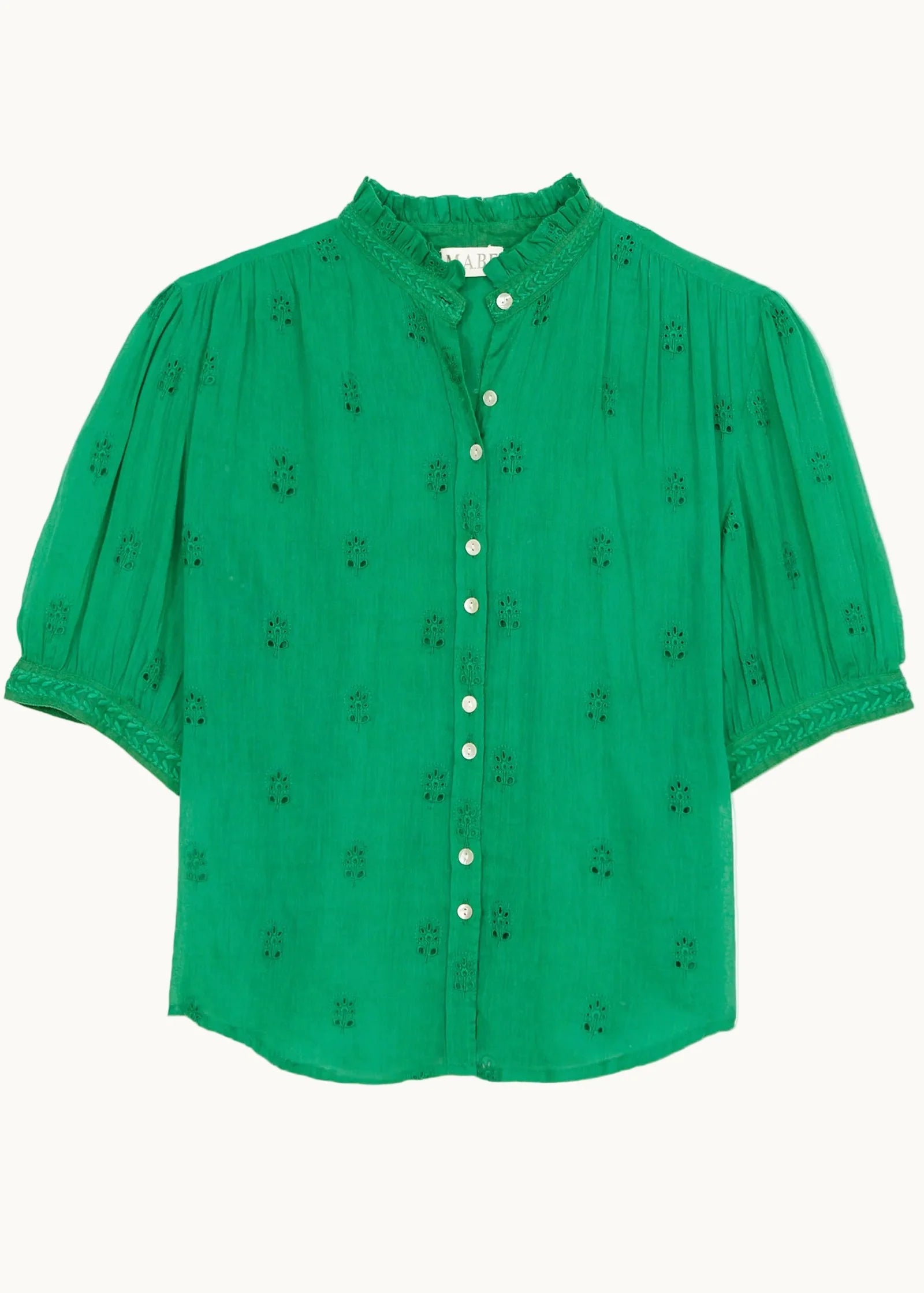 MABE Frani Green Embroidered Top