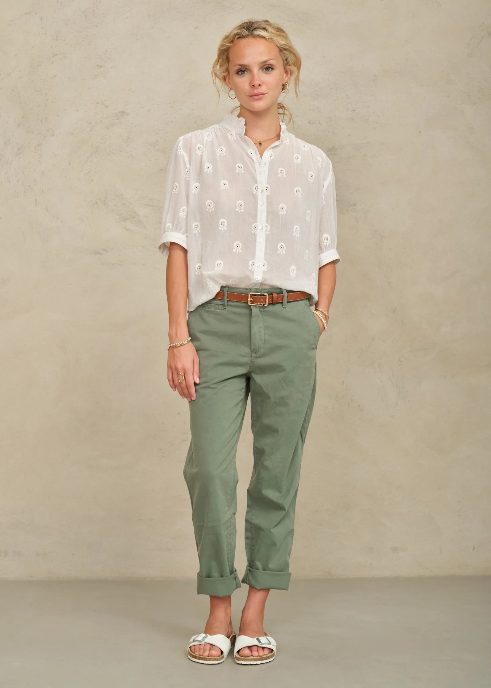 MABE Frani White Embroidered Top