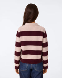 Kujten Polo Royce Stripe Burgundy Oat