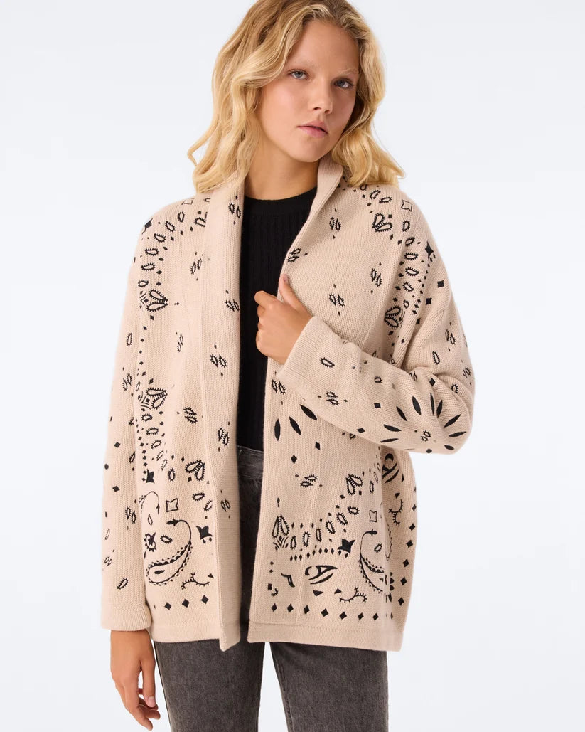 Kujten Cody Bandana Cardigan Organic Beige