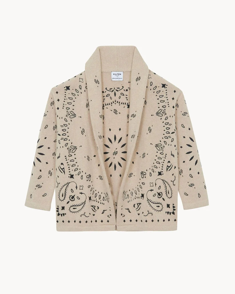 Kujten Cody Bandana Cardigan Organic Beige