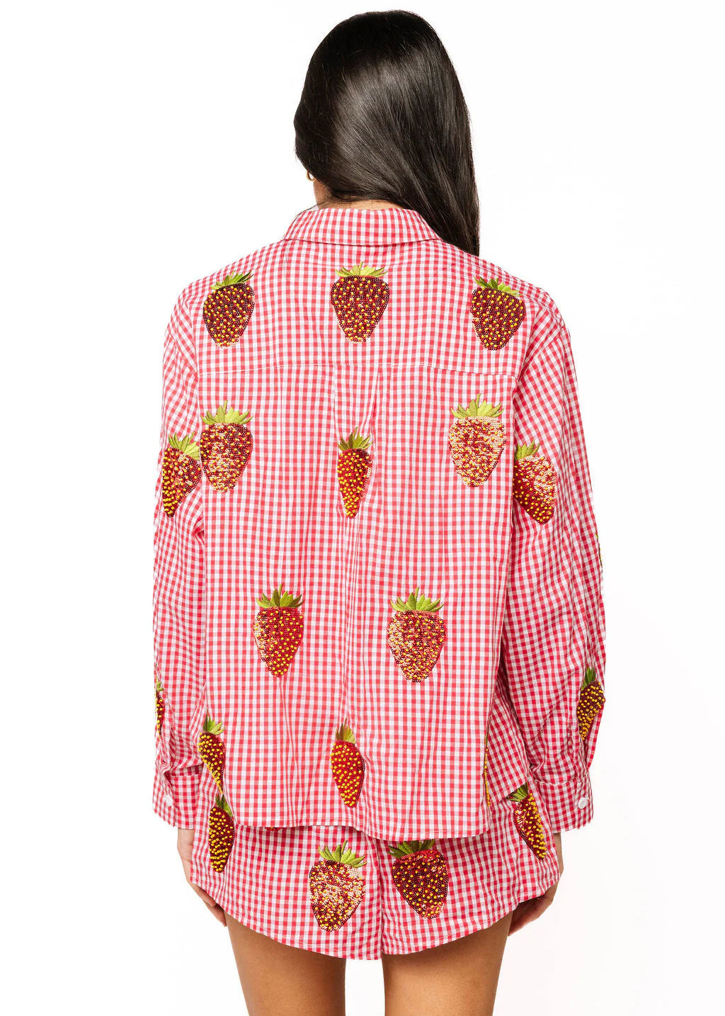 QOS Strawberry Button Up Top