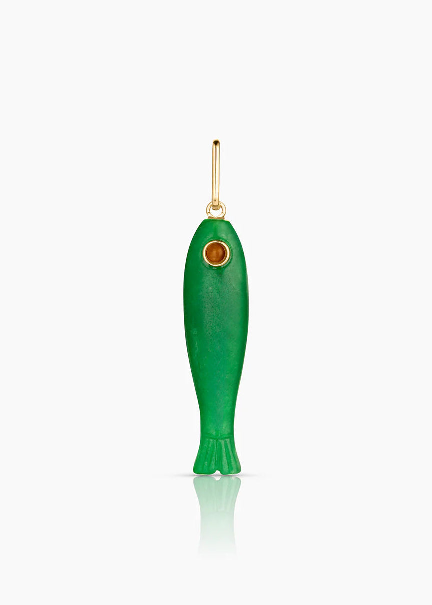 Fortuna Green Jade Fish Charm