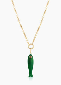Fortuna Green Jade Fish Charm