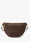 Clare V Grande Fanny Black/Chocolate Leather & Suede Woven Checker