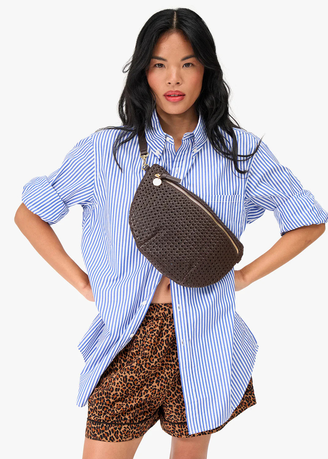 Clare V Grande Fanny Chocolate Rattan