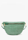 Clare V Grande Fanny Woven Checker Fern & Mist