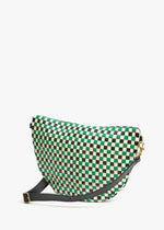 Clare V Grande Fanny Woven Checker Green Apple Multi