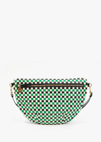 Clare V Grande Fanny Woven Checker Green Apple Multi