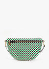 Clare V Grande Fanny Woven Checker Green Apple Multi