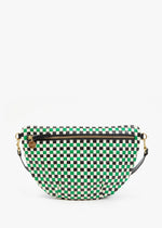 Clare V Grande Fanny Woven Checker Green Apple Multi