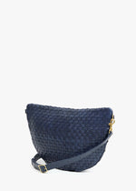Clare V Grande Fanny Woven Checker Bleu Marine