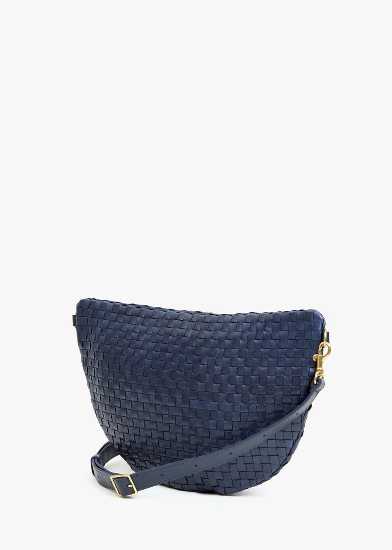 Clare V Grande Fanny Woven Checker Bleu Marine