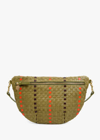 Clare V Grande Fanny Woven Checker Olive Multi